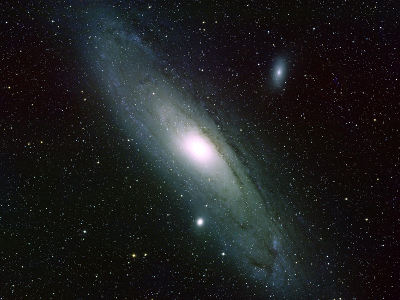 The Andromeda galaxy (M31) and its dE satellites M32 and M110